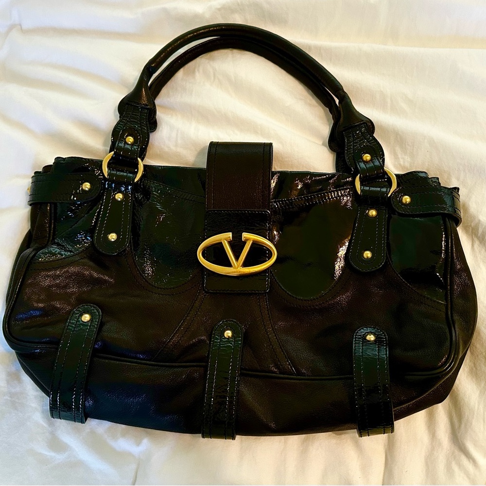 Beautiful Valentino patent and textured leather purse